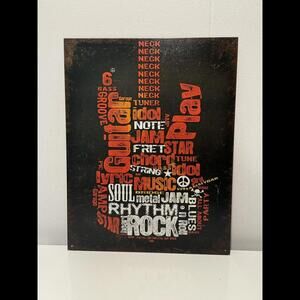 Music Guitar Metal Sign for Man Cave, Garage or Bar Size 12.5 X 16”
